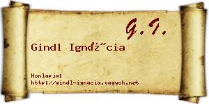 Gindl Ignácia névjegykártya